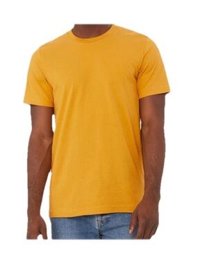 VellaPais Crew Neck Gold Yellow 100% Cotton Casual Short Sleeves Sz L